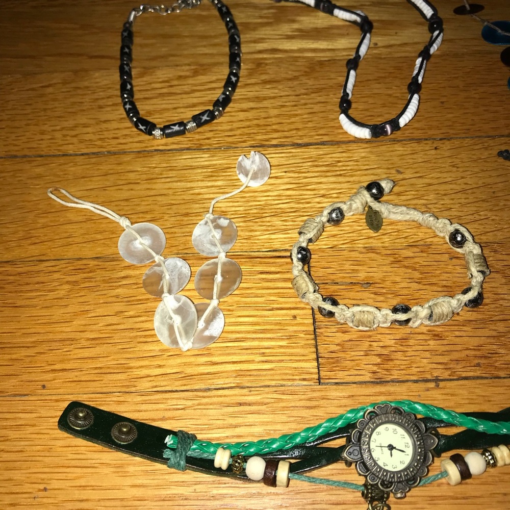 7 bracelets shell hemp wrap around nautical watch surfer beach tropical anchor - Picture 2 of 4